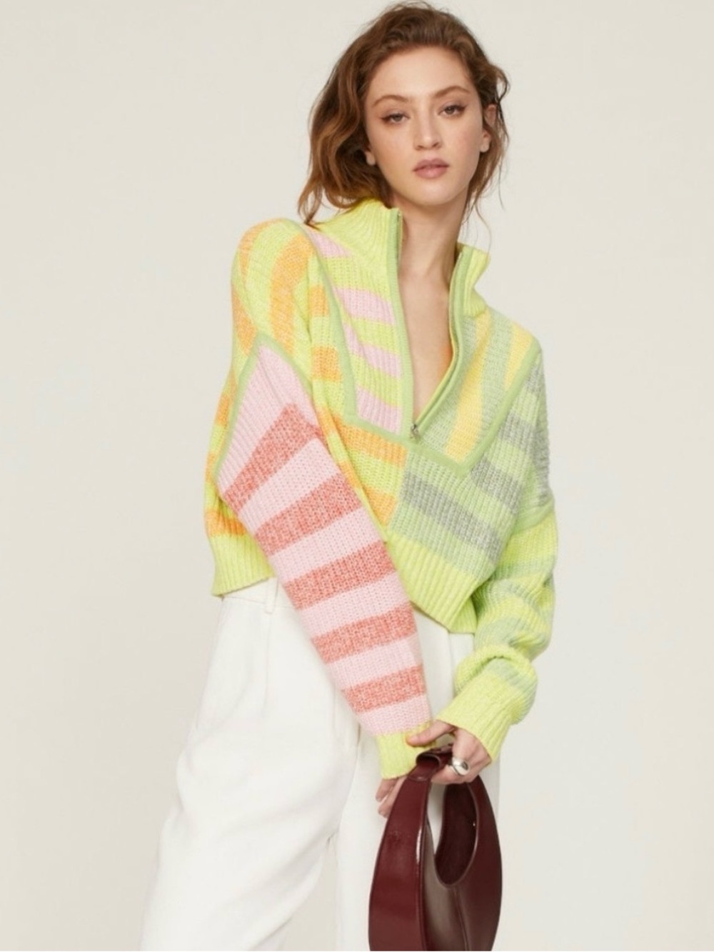 STAUD Cropped Hampton Sweater